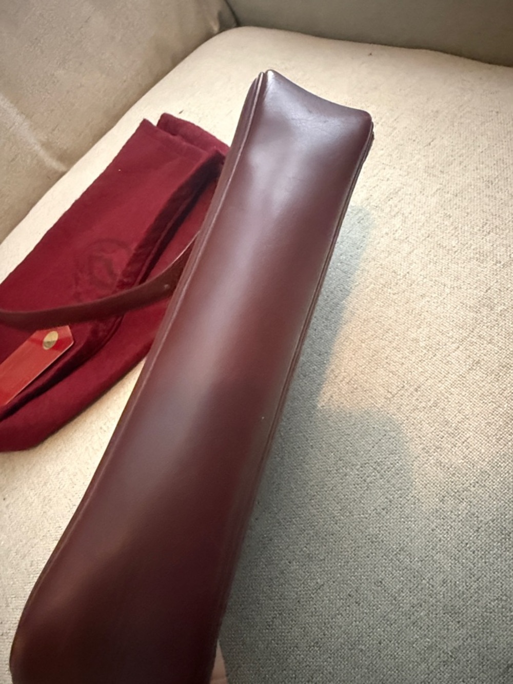 Cartier Brown Leather Crossbody Bag with Burgundy Dust Bag - Picture 10 of 14